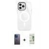 MARSİLYAN™- iPhone 12 Pro Max Kılıf Doruk Prime - Siyah 20D Premium Cam Ekran Koruyucu + Neon Fosforlu Kamera Lens - MI