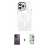 MARSİLYAN™- iPhone 12 Pro Max Kılıf Doruk Prime - Siyah 20D Premium Cam Ekran Koruyucu + Neon Fosforlu Kamera Lens - TU