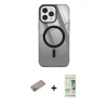 MARSİLYAN™- iPhone 12 Pro Max Kılıf Doruk Prime - Siyah 20D Premium Cam Ekran Koruyucu + Shine Kamera Lens Koruma Cam - SABE