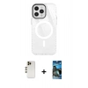 MARSİLYAN™- iPhone 12 Pro Max Kılıf Doruk Prime - Siyah 34D Izgaralı Cam + Shine Kamera Lens - GD