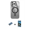 MARSİLYAN™- iPhone 12 Pro Max Kılıf Doruk Prime - Siyah 34D Izgaralı Cam + Shine Kamera Lens Koruma Cam - GD