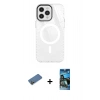 MARSİLYAN™- iPhone 12 Pro Max Kılıf Doruk Prime - Siyah 34D Izgaralı Cam + Shine Kamera Lens Koruma Cam - GD