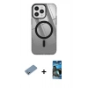 MARSİLYAN™- iPhone 12 Pro Max Kılıf Doruk Prime - Siyah 34D Izgaralı Cam + Shine Kamera Lens Koruma Cam - GS
