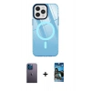 MARSİLYAN™- iPhone 12 Pro Max Kılıf Doruk Prime - Siyah 34D Izgaralı Cam + Neon Fosforlu Kamera Lens - MI