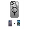 MARSİLYAN™- iPhone 12 Pro Max Kılıf Doruk Prime - Siyah 34D Izgaralı Cam + Neon Fosforlu Kamera Lens - MI