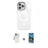 MARSİLYAN™- iPhone 12 Pro Max Kılıf Doruk Prime - Siyah 34D Izgaralı Cam + Shine Kamera Lens - LT