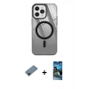 MARSİLYAN™- iPhone 12 Pro Max Kılıf Doruk Prime - Siyah 34D Izgaralı Cam + Shine Kamera Lens Koruma Cam - SH
