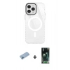 MARSİLYAN™- iPhone 12 Pro Max Kılıf Doruk Prime - Siyah 360 Mat Full Body Arka Koruyucu + Shine Kamera Lens Koruma Cam - MI