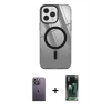 MARSİLYAN™- iPhone 12 Pro Max Kılıf Doruk Prime - Siyah 360 Mat Full Body Arka Koruyucu + Neon Fosforlu Kamera Lens - BZ