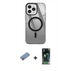 MARSİLYAN™- iPhone 12 Pro Max Kılıf Doruk Prime - Siyah 360 Mat Full Body Arka Koruyucu + Shine Kamera Lens Koruma Cam - PE