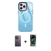 MARSİLYAN™- iPhone 12 Pro Max Kılıf Doruk Prime - Siyah 360 Mat Full Body Arka Koruyucu + Neon Fosforlu Kamera Lens - SI