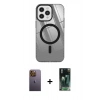 MARSİLYAN™- iPhone 12 Pro Max Kılıf Doruk Prime - Siyah 360 Mat Full Body Arka Koruyucu + Neon Fosforlu Kamera Lens - SI