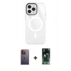 MARSİLYAN™- iPhone 12 Pro Max Kılıf Doruk Prime - Siyah 360 Mat Full Body Arka Koruyucu + Neon Fosforlu Kamera Lens - SI