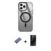 MARSİLYAN™- iPhone 12 Pro Max Kılıf Doruk Prime - Siyah 3D Antistatik Hayalet Cam Ekran Koruyucu + Metal Kamera Lens Koruma Cam - GD