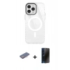 MARSİLYAN™- iPhone 12 Pro Max Kılıf Doruk Prime - Siyah 3D Antistatik Hayalet Cam Ekran Koruyucu + Renkli Kamera Lens Koruma Cam - PE