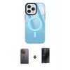 MARSİLYAN™- iPhone 12 Pro Max Kılıf Doruk Prime - Siyah 3D Antistatik Hayalet Cam Ekran Koruyucu + Neon Fosforlu Kamera Lens - SI