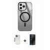 MARSİLYAN™- iPhone 12 Pro Max Kılıf Doruk Prime - Siyah 3D Antistatik Hayalet Cam Ekran Koruyucu + Shine Kamera Lens - LT