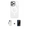 MARSİLYAN™- iPhone 12 Pro Max Kılıf Doruk Prime - Siyah 3D Antistatik Hayalet Cam Ekran Koruyucu + Shine Kamera Lens - LT