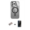 MARSİLYAN™- iPhone 12 Pro Max Kılıf Doruk Prime - Siyah 3D Antistatik Hayalet Cam Ekran Koruyucu + Shine Kamera Lens Koruma Cam - SABE