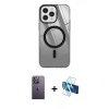 MARSİLYAN™- iPhone 12 Pro Max Kılıf Doruk Prime - Siyah 3D Antistatik Seramik Nano Ekran Koruyucu + Neon Fosforlu Kamera Lens - BZ