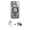 MARSİLYAN™- iPhone 12 Pro Max Kılıf Doruk Prime - Siyah 3D Antistatik Seramik Nano Ekran Koruyucu + Shine Kamera Lens - LT