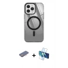 MARSİLYAN™- iPhone 12 Pro Max Kılıf Doruk Prime - Siyah 3D Antistatik Seramik Nano Ekran Koruyucu + Renkli Kamera Lens Koruma Cam - PE