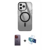 MARSİLYAN™- iPhone 12 Pro Max Kılıf Doruk Prime - Siyah 3D Antistatik Seramik Nano Ekran Koruyucu + Neon Fosforlu Kamera Lens - TU