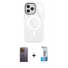 MARSİLYAN™- iPhone 12 Pro Max Kılıf Doruk Prime - Siyah 5D Eko Cam Ekran Koruyucu + Neon Fosforlu Kamera Lens - SI