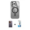 MARSİLYAN™- iPhone 12 Pro Max Kılıf Doruk Prime - Siyah 5D Eko Cam Ekran Koruyucu + Neon Fosforlu Kamera Lens - SI