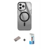 MARSİLYAN™- iPhone 12 Pro Max Kılıf Doruk Prime - Siyah 5D Eko Cam Ekran Koruyucu + Shine Kamera Lens Koruma Cam - SABE