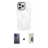 MARSİLYAN™- iPhone 12 Pro Max Kılıf Doruk Prime - Siyah 6D Mat Seramik Hayalet Nano Ekran Koruyucu + Neon Fosforlu Kamera Lens - MI