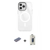 MARSİLYAN™- iPhone 12 Pro Max Kılıf Doruk Prime - Siyah Bilvis Hayalet Cam Ekran Koruyucu + Renkli Kamera Lens Koruma Cam - PE