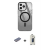 MARSİLYAN™- iPhone 12 Pro Max Kılıf Doruk Prime - Siyah Bilvis Hayalet Cam Ekran Koruyucu + Renkli Kamera Lens Koruma Cam - PE