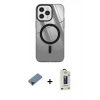 MARSİLYAN™- iPhone 12 Pro Max Kılıf Doruk Prime - Siyah Bilvis Hayalet Cam Ekran Koruyucu + Shine Kamera Lens Koruma Cam - SH