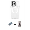 MARSİLYAN™- iPhone 12 Pro Max Kılıf Doruk Prime - Siyah Bilvis Hayalet Cam Ekran Koruyucu + Shine Kamera Lens Koruma Cam - SH