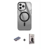 MARSİLYAN™- iPhone 12 Pro Max Kılıf Doruk Prime - Siyah Bilvis Hayalet Cam Ekran Koruyucu + Renkli Kamera Lens Koruma Cam - TU