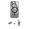 MARSİLYAN™- iPhone 12 Pro Max Kılıf Doruk Prime - Siyah Bilvis Hayalet Cam Ekran Koruyucu + Renkli Kamera Lens Koruma Cam - TU