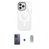MARSİLYAN™- iPhone 12 Pro Max Kılıf Doruk Prime - Siyah Joko Magic 5D Cam + Mavi Neon Fosforlu Kamera Lens