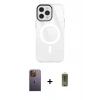 MARSİLYAN™- iPhone 12 Pro Max Kılıf Doruk Prime - Siyah Joko Magic 5D Hayalet Cam + Neon Fosforlu Kamera Lens - SI