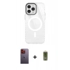 MARSİLYAN™- iPhone 12 Pro Max Kılıf Doruk Prime - Siyah Joko Magic 5D Hayalet Cam + Neon Fosforlu Kamera Lens - TU