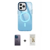 MARSİLYAN™- iPhone 12 Pro Max Kılıf Doruk Prime - Siyah Mat Seramik Nano Ekran Koruyucu + Neon Fosforlu Kamera Lens - MI