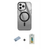 MARSİLYAN™- iPhone 12 Pro Max Kılıf Doruk Prime - Siyah Polymer Nano Ekran Koruyucu + Mavi Shine Kamera Lens Koruma Cam