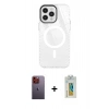 MARSİLYAN™- iPhone 12 Pro Max Kılıf Doruk Prime - Siyah Polymer Nano Ekran Koruyucu + Neon Fosforlu Kamera Lens - TU