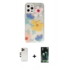 MARSİLYAN™- iPhone 12 Pro Max Kılıf Eksen Asil Prime - Şeffaf 360 Full Body Arka Koruyucu + Shine Kamera Lens - GD