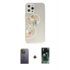 MARSİLYAN™- iPhone 12 Pro Max Kılıf Eksen Asil Prime - Şeffaf 360 Full Body Arka Koruyucu + Neon Fosforlu Kamera Lens - YL