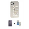 MARSİLYAN™- iPhone 12 Pro Max Kılıf Eksen Asil Prime - Şeffaf Royal Nano Ekran Koruyucu + Neon Fosforlu Kamera Lens - BZ