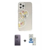 MARSİLYAN™- iPhone 12 Pro Max Kılıf Eksen Asil Prime - Şeffaf Royal Nano Ekran Koruyucu + Neon Fosforlu Kamera Lens - BZ