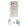 MARSİLYAN™- iPhone 12 Pro Max Kılıf Eksen Asil Prime - Şeffaf Royal Nano Ekran Koruyucu + Gold Shine Kamera Lens