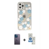 MARSİLYAN™- iPhone 12 Pro Max Kılıf Eksen Asil Prime - Şeffaf Royal Nano Ekran Koruyucu + Neon Fosforlu Kamera Lens - MI