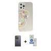 MARSİLYAN™- iPhone 12 Pro Max Kılıf Eksen Asil Prime - Şeffaf Royal Nano Ekran Koruyucu + Neon Fosforlu Kamera Lens - YL